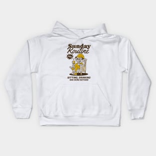 Sunday routine, sitting drinking and doing nothing Kids Hoodie